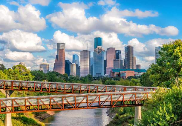 Downtown Houston Skyline over Bayou