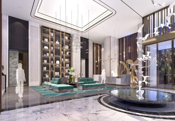Blossom Houston Hotel rendering of lobby