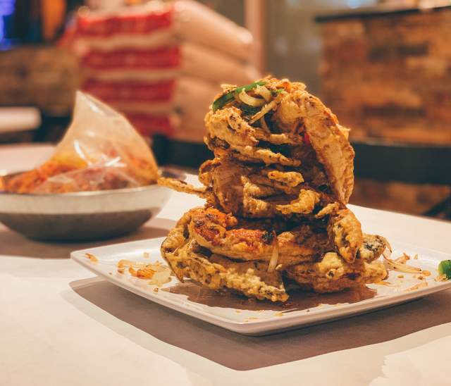 Crawfish and Noodles Restaurant Dish - Blue Crab