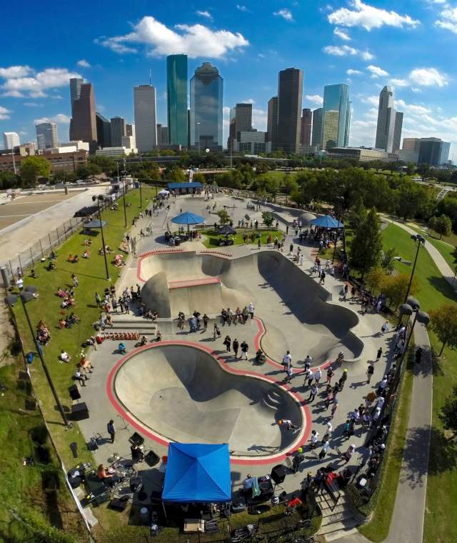 Lee and Joe Jamail Skate Park with Skyline